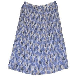 Polagram Pleated Geometric Print Midi Skirt Size L Minimalist Career Cottagecore